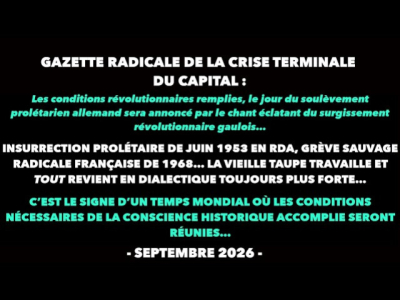 Francis Cousin : Gazette radicale de la crise terminale du Capital (Septembre 2026)